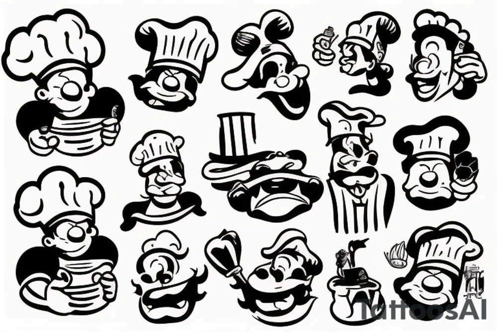 a wide-smiling chef popeye tattoo idea