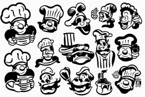 a wide-smiling chef popeye tattoo idea