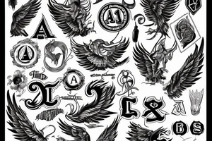Letter A with wings tattoo idea