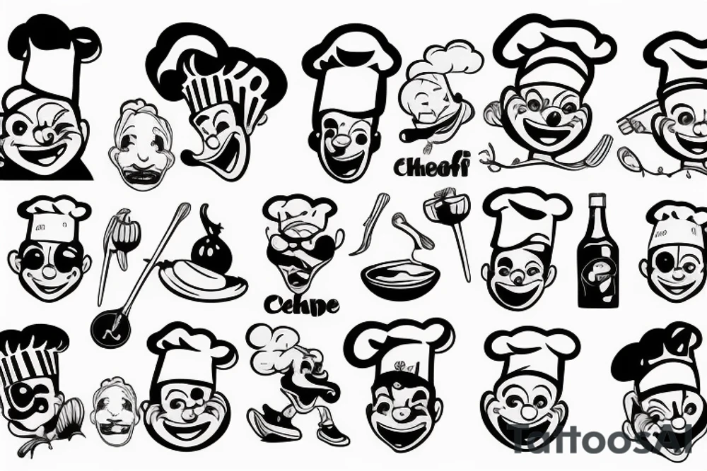 a wide-smiling chef popeye tattoo idea