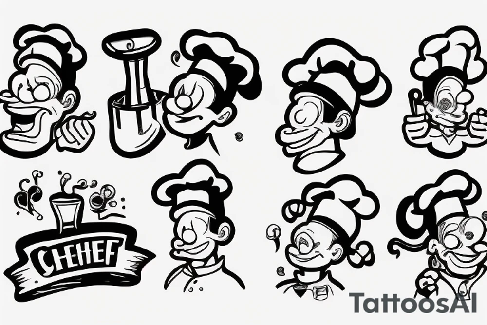 a wide-smiling chef popeye tattoo idea