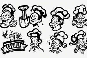 a wide-smiling chef popeye tattoo idea