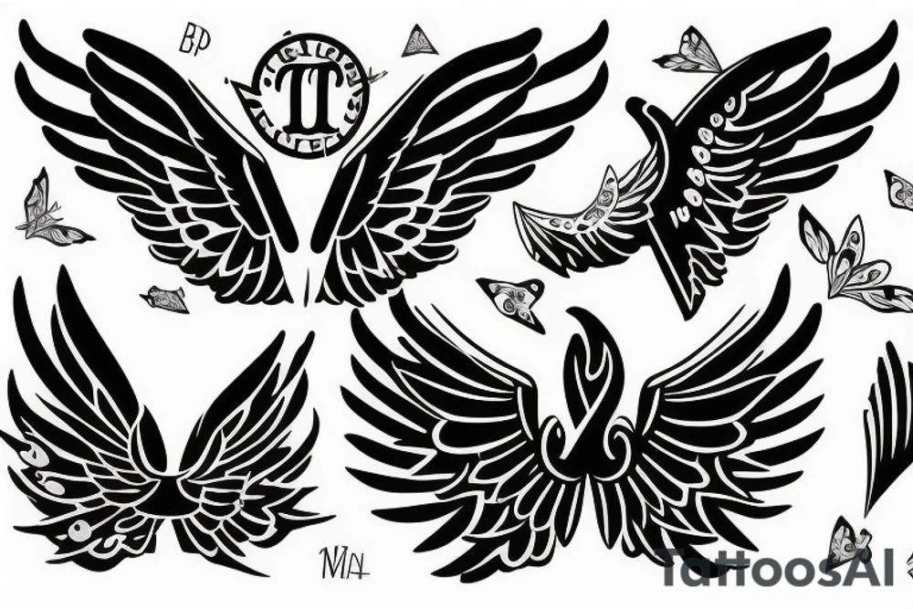 Letter T with wings tattoo idea