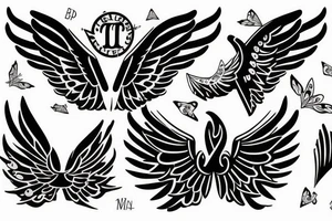 Letter T with wings tattoo idea