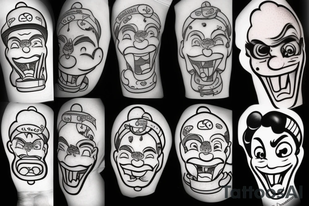 a wide-smiling chef popeye tattoo idea