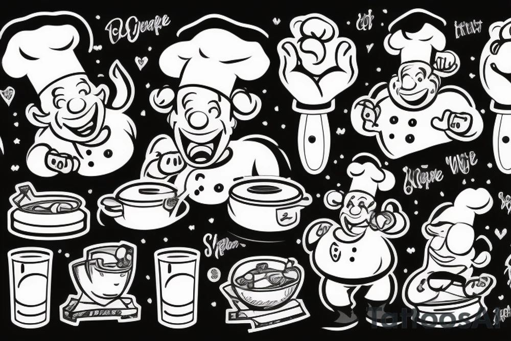a wide-smiling chef popeye tattoo idea