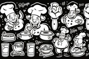a wide-smiling chef popeye tattoo idea