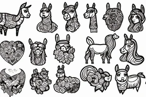 Llama surrounded by heart tattoo idea