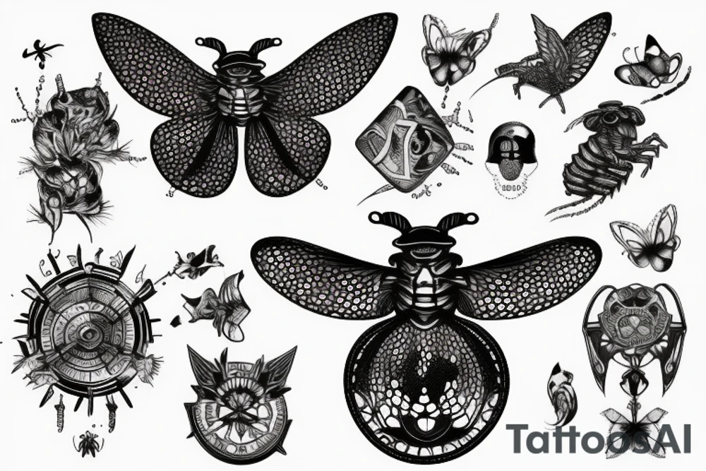 Continue tattoo work regards to computer science and cybersecurity with cicada tattoo idea