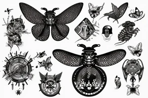 Continue tattoo work regards to computer science and cybersecurity with cicada tattoo idea