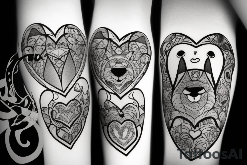 Llama surrounded by heart shaped tattoo idea