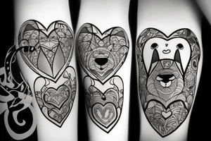 Llama surrounded by heart shaped tattoo idea