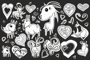 Llama surrounded by heart shaped tattoo idea