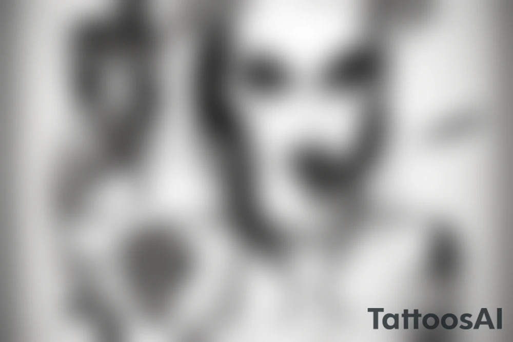 harley queen aggressive look with a cigarette tattoo idea