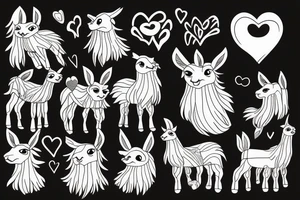 Llama surrounded by heart shaped tattoo idea