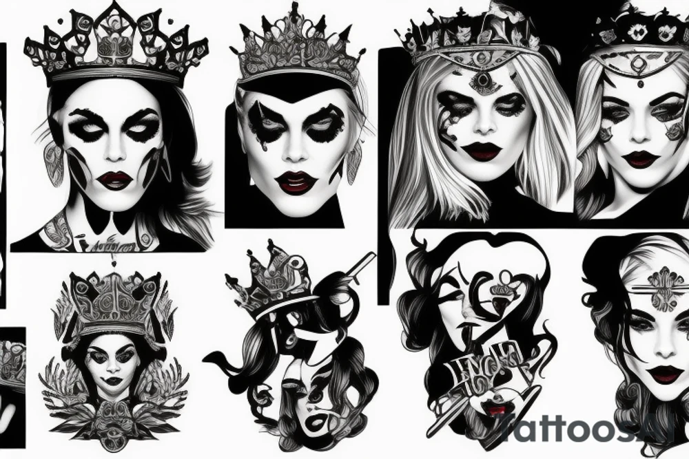 harley queen aggressive look tattoo idea