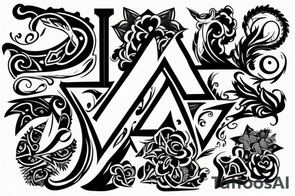 aerrow symbol with aerrow letters tattoo idea