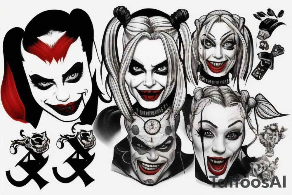 Harley Quinn aggressive look tattoo idea