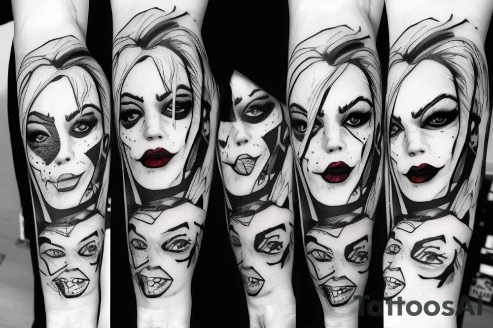 Harley Quinn aggressive look tattoo idea