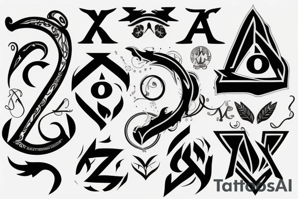 aerrow symbol with aerrow letters tattoo idea