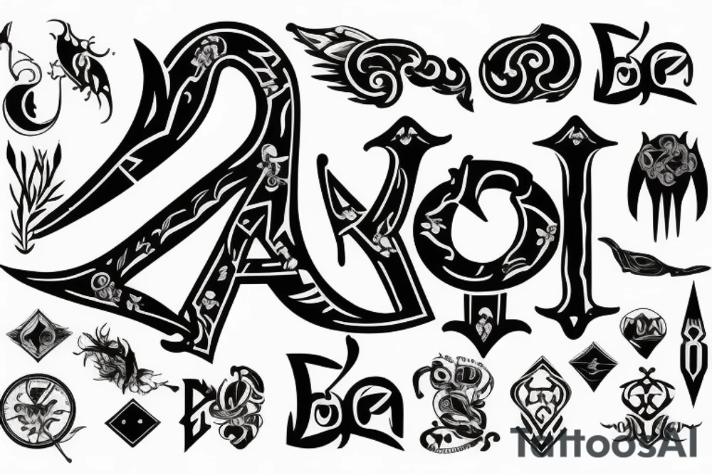 aerrow symbol with aerrow letters tattoo idea