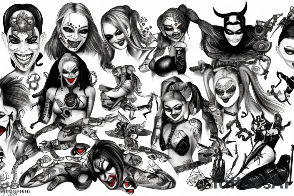 Harley Quinn aggressive look tattoo idea