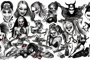 Harley Quinn aggressive look tattoo idea