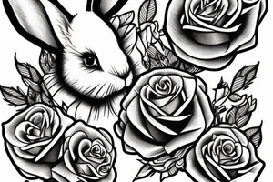 Rabbit with roses tattoo idea