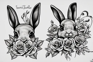 Rabbit with roses tattoo idea