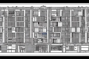 post-Soviet nine-story panel building with residential apartments near the forest tattoo idea