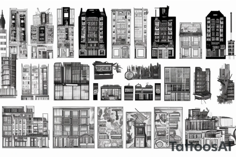 post-Soviet nine-story panel building with residential apartments tattoo idea