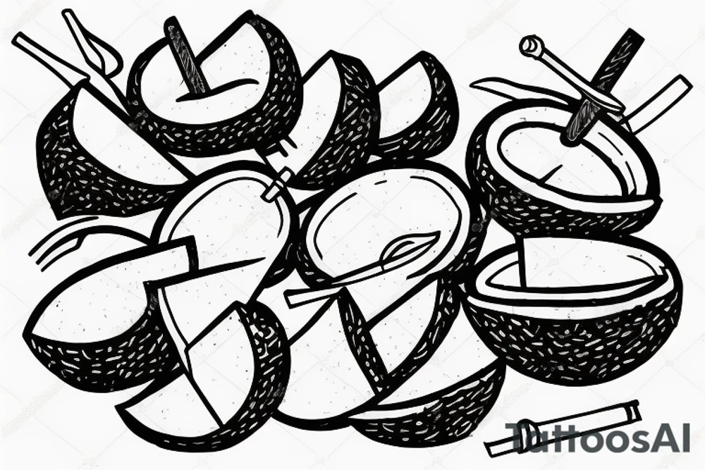 Coconut smoking cigarette tattoo idea