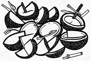 Coconut smoking cigarette tattoo idea