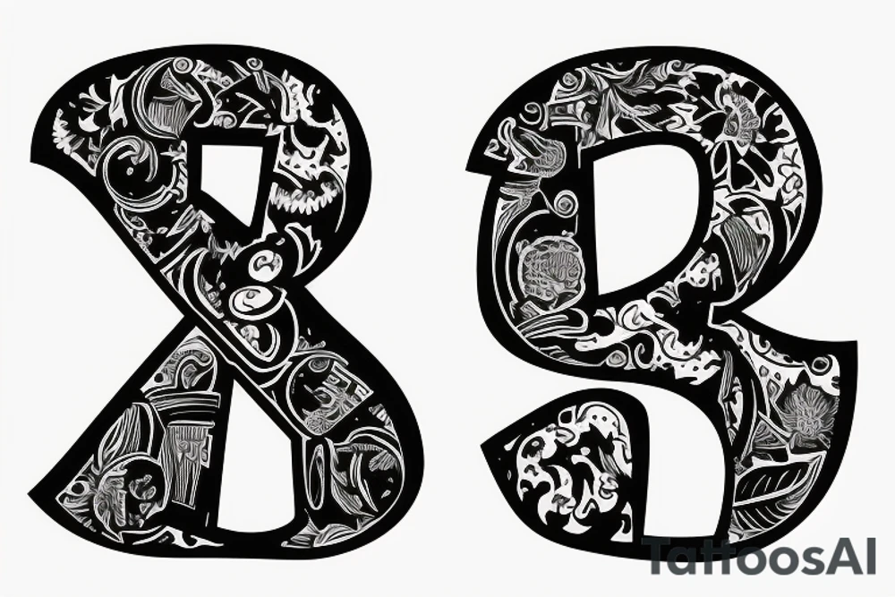 letter R V tattoo idea