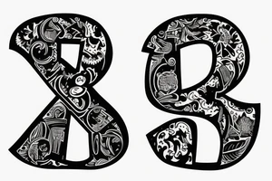 letter R V tattoo idea