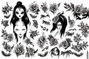 cute girl demon perfect body tattoo idea