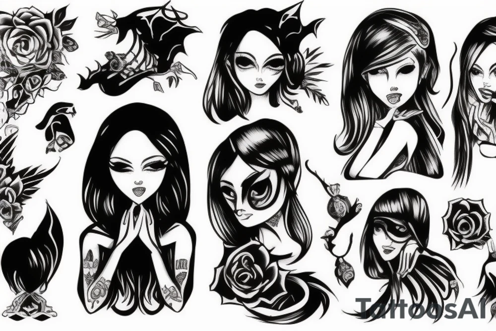 cute girl demon perfect body tattoo idea