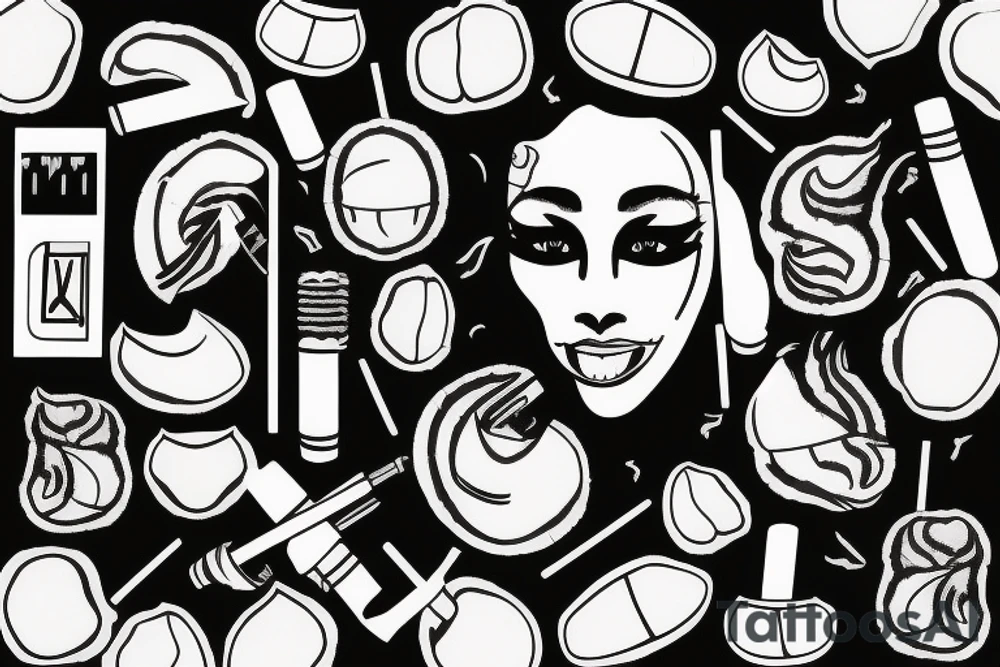 Coconut with face smoking cigarette tattoo idea