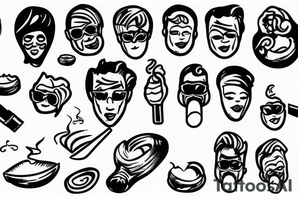 Coconut with face smoking cigarette tattoo idea