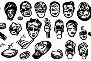 Coconut with face smoking cigarette tattoo idea