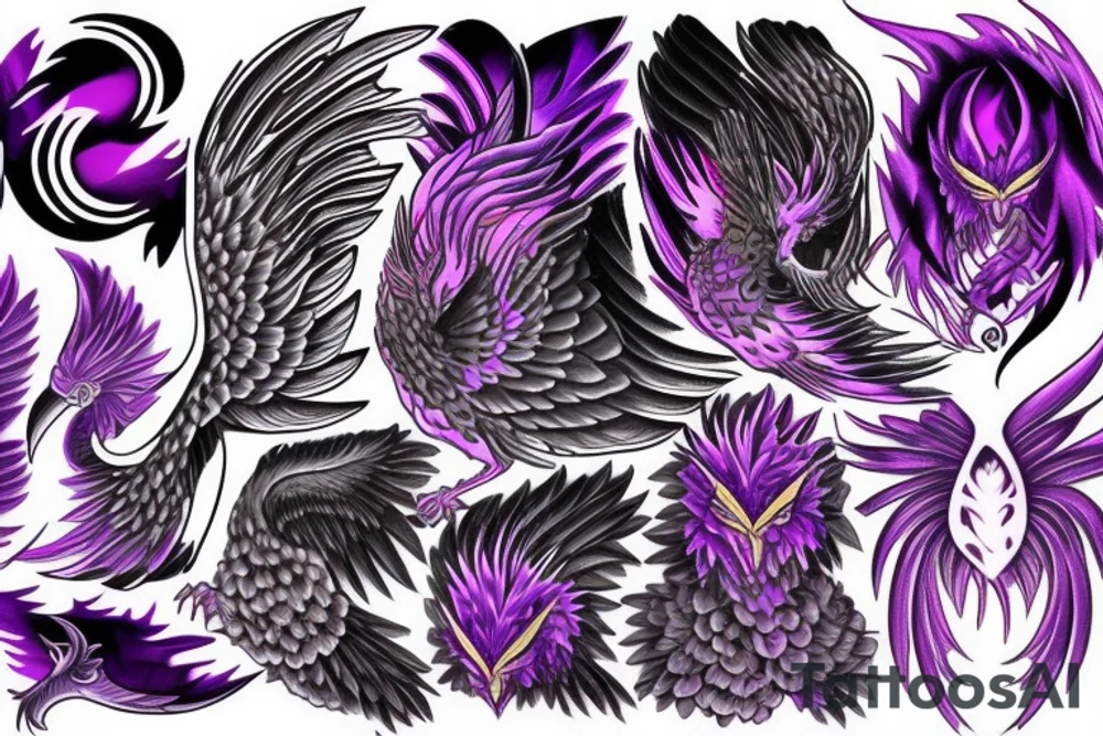 purple phoenix tattoo idea