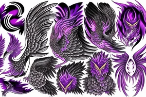 purple phoenix tattoo idea
