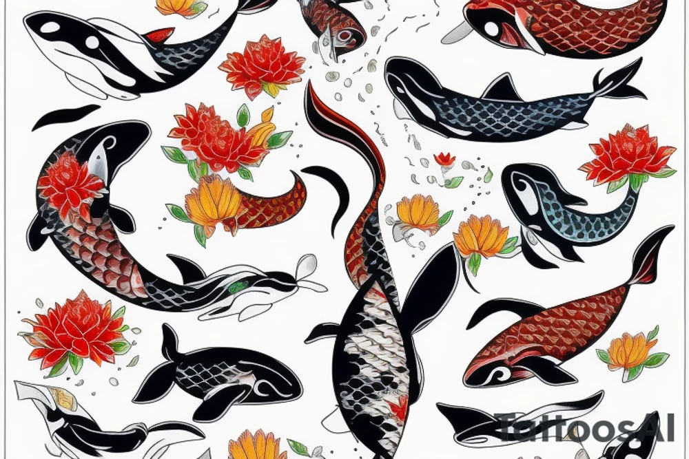 Koi hannya whale tattoo idea