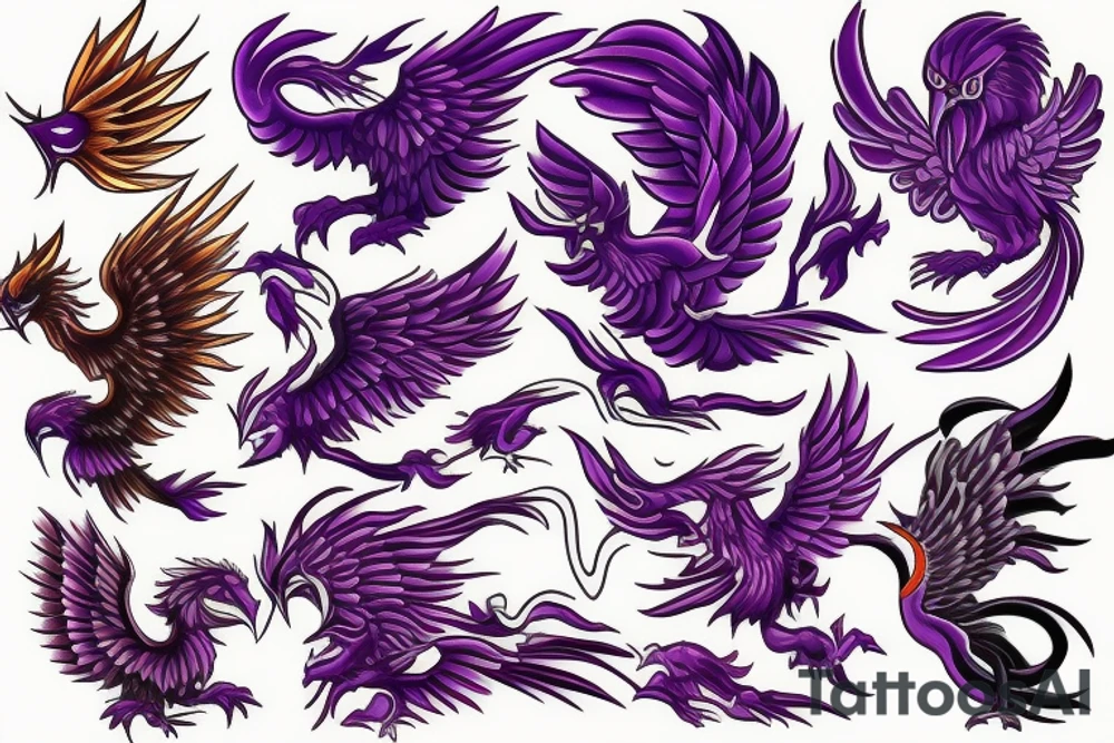purple phoenix tattoo idea