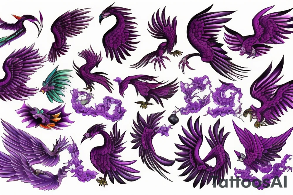 purple phoenix tattoo idea