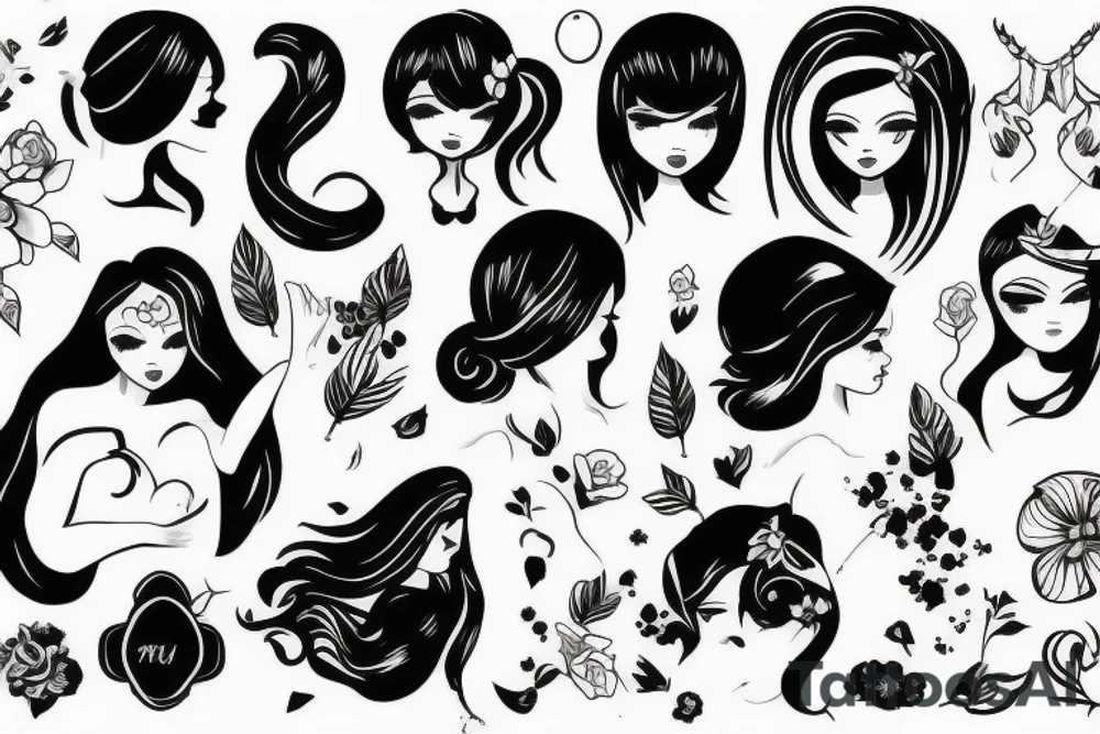cute girl tattoo idea