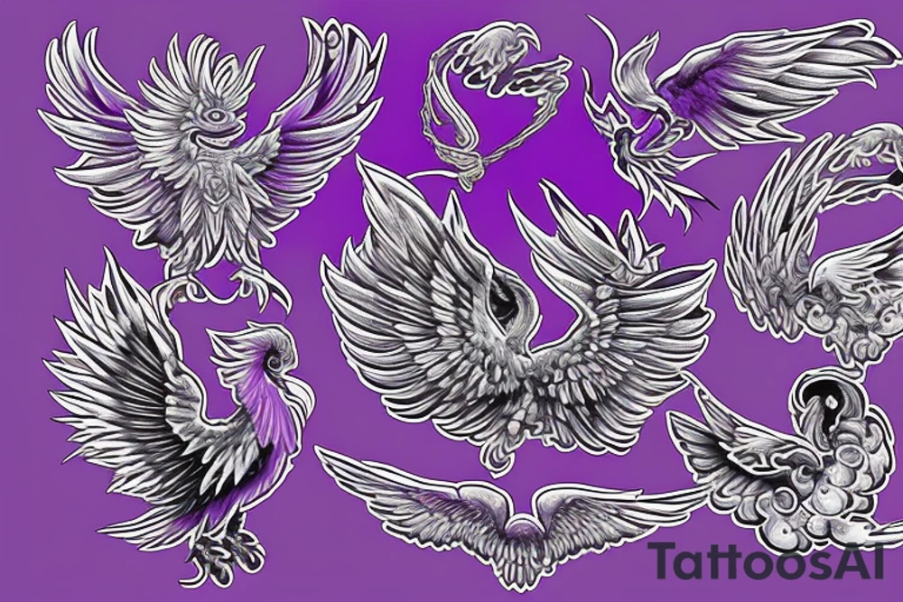 purple phoenix tattoo idea