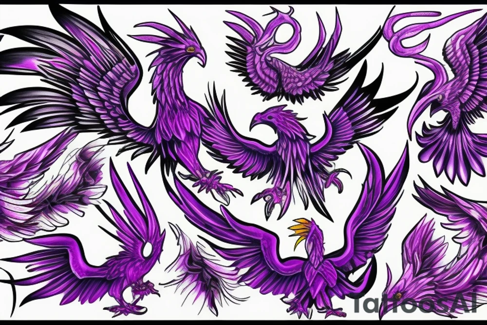 purple phoenix tattoo idea
