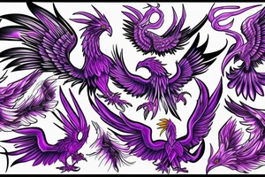 purple phoenix tattoo idea