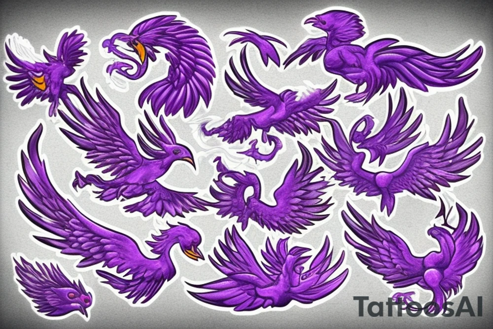 purple phoenix tattoo idea